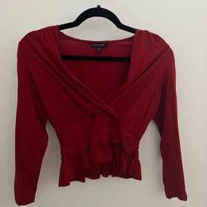 Banana Republic Factory Red Long Sleeve Wrap Top XS Petite